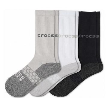 Calcetines Crocs Adult Crew Solid 3-Pack Hombre Blancos Negros | Mexico 1661BEXC